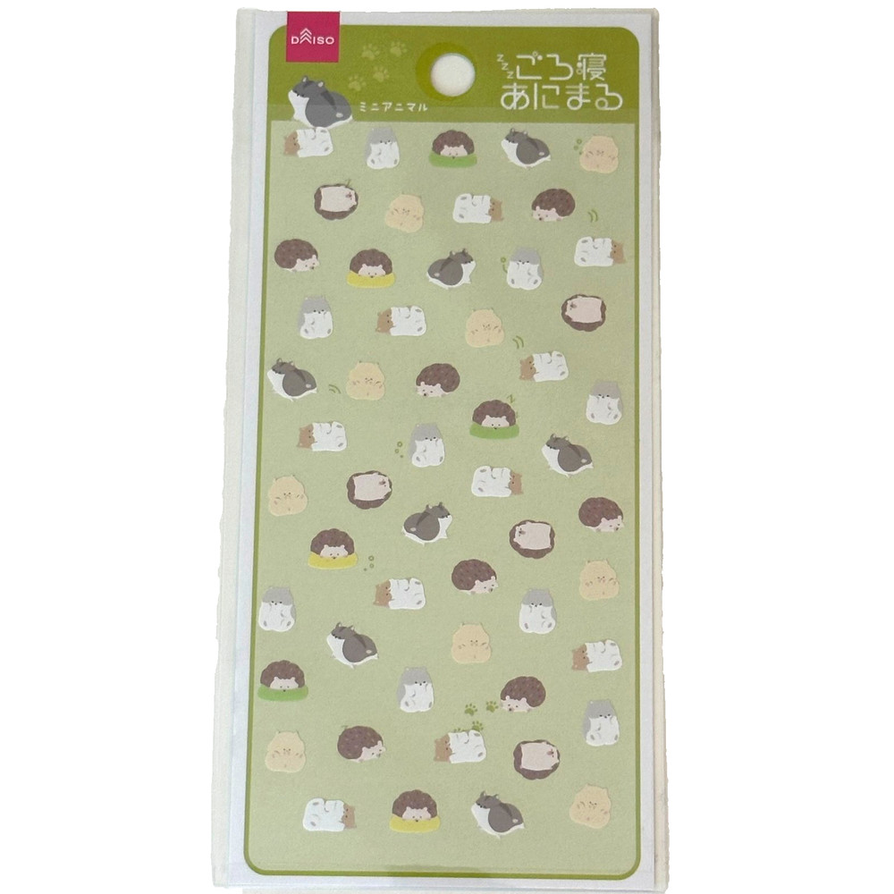 Daiso Lazy Animal Tiny Animals Hamster Hedgehog Sticker Sheet
