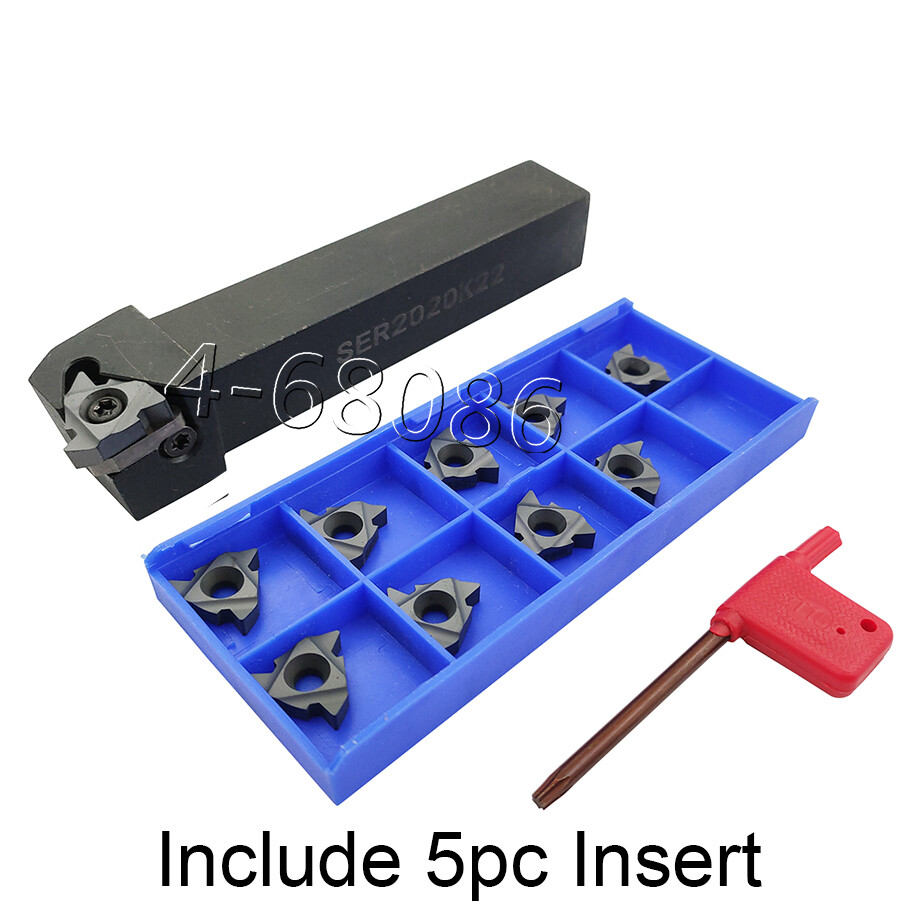 5PC Carbide inserts 22ER N60 + SER2020K22 Threade Turning Tool indexable holders