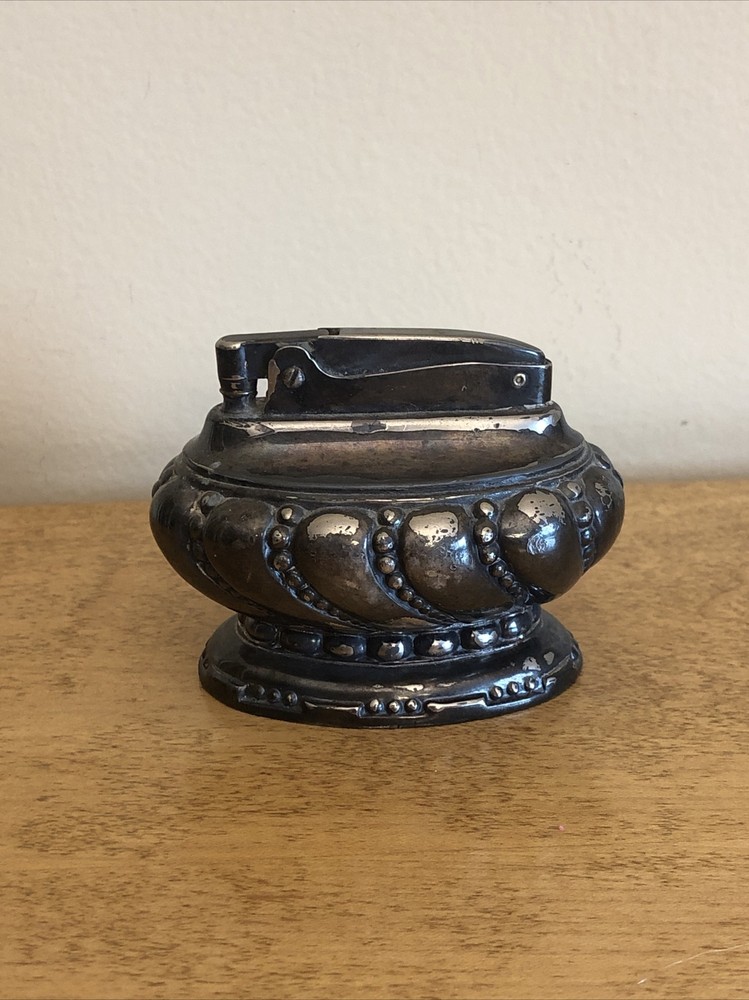 Ronson Crown Silverplate Table Lighter Art Nouveau