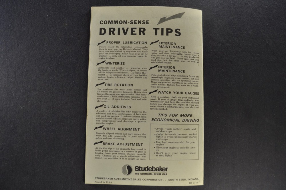 1965 Studebaker Commander Sedan Comparison Brochure Excellent Original 65