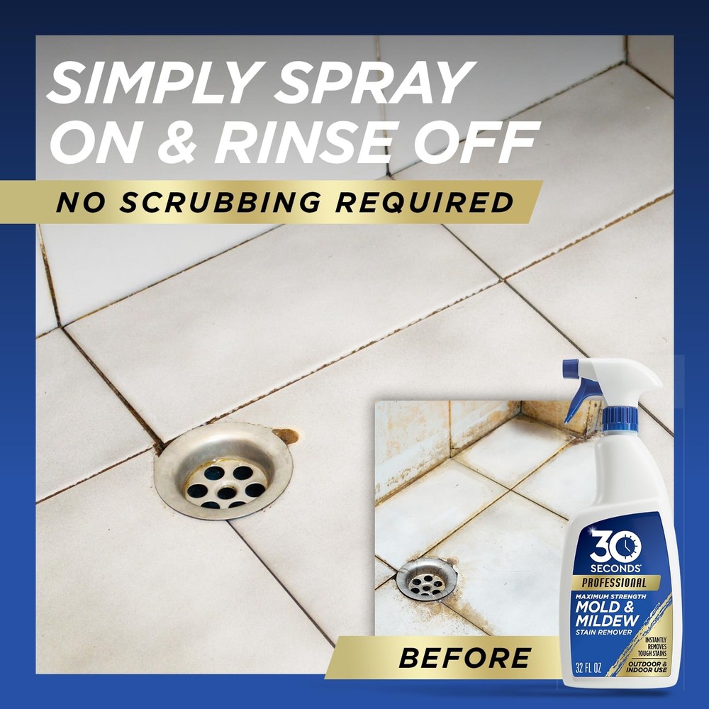 30 SECONDS Pro Mold and Mildew Stain Remover | Scrub 32 Fl Oz (Pack of 1)