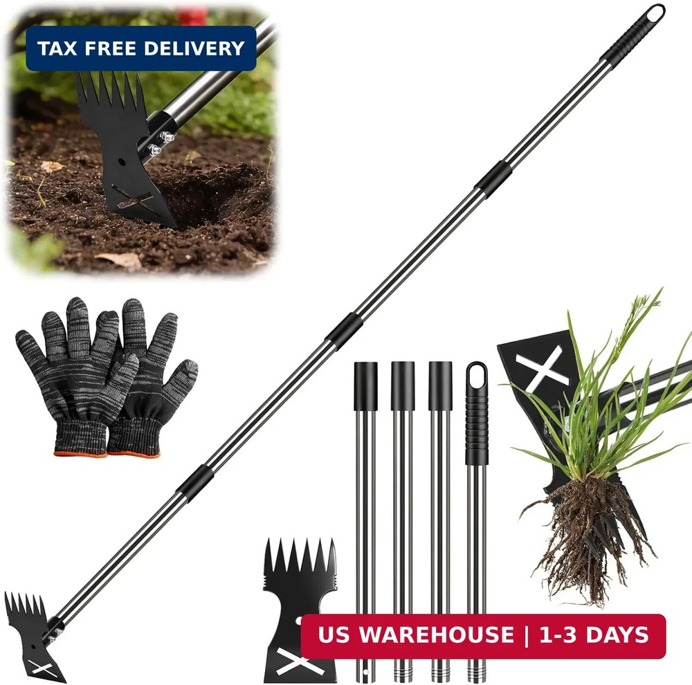 Weed Puller Tool with Long Handle - Adjustable Length Manual Weeder Remover Tool