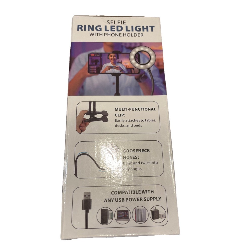 LED Selfie Ring Light with Phone Holder – Adjustable Brightness & 3 Light Modes