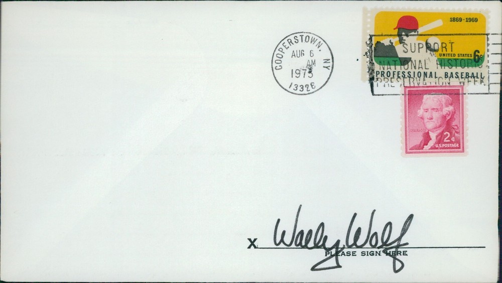 Wally Wolf California Angels Signed First Day Issue Cachet JSA Authentic