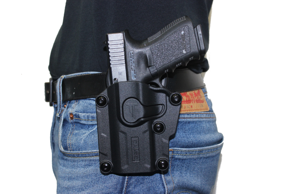 Left Handed Universal Level 2 OWB Gun Paddle Holster w/ Quick Release Button