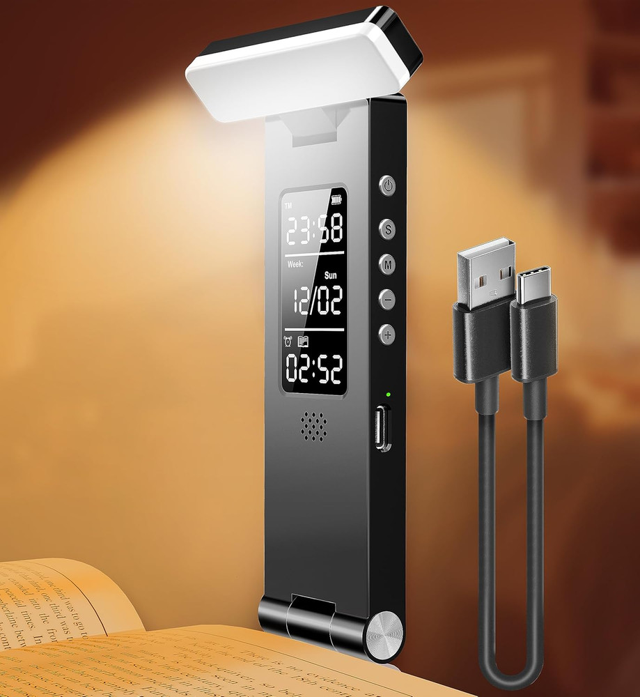 Book Lights, Rechargeable Reading Light in Bed, Smart Adjustable Reading Lights,