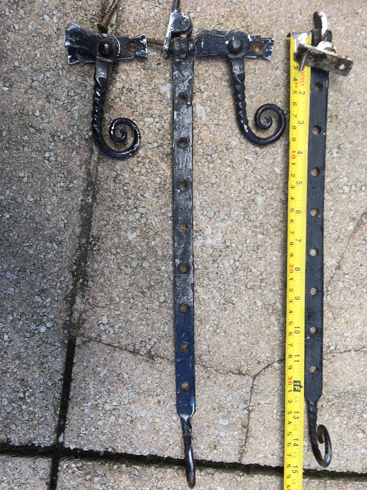 Solid head cast iron black antique window casement stays 38cm
