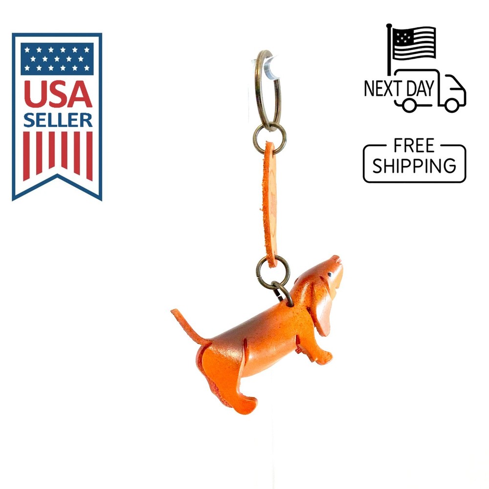 Basset Hound Handmade Leather Keyring