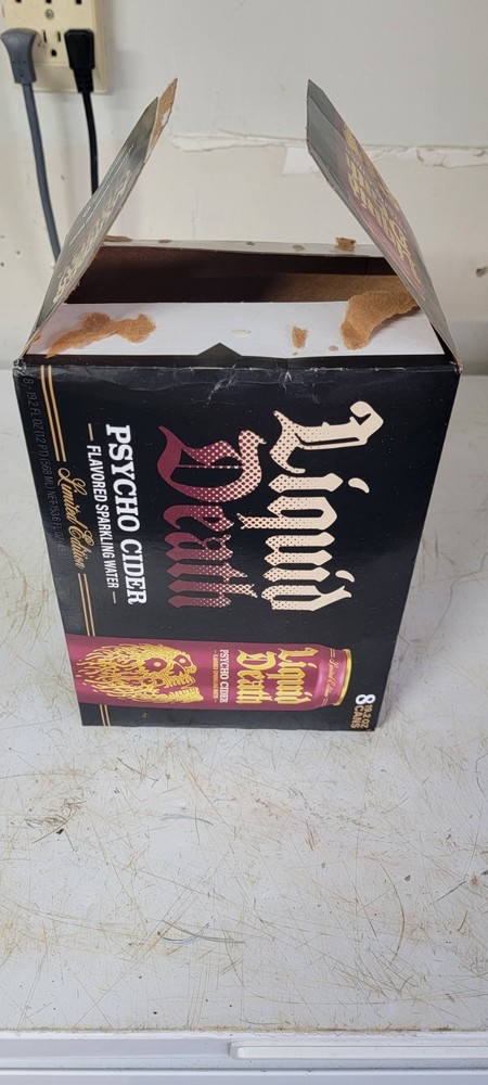 Liquid Death Psycho Cider Sparkling Water 12 oz Fall Release EMPTY BOX
