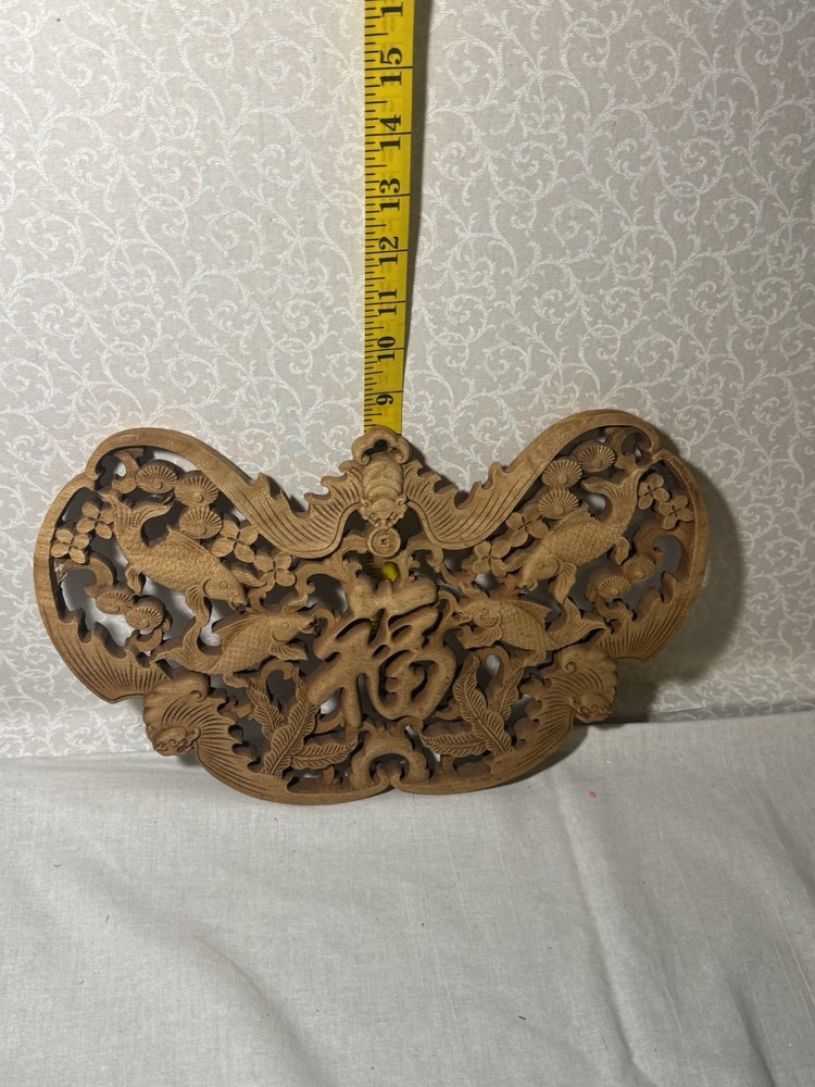 Carved Chinese Wood Wall Plaque