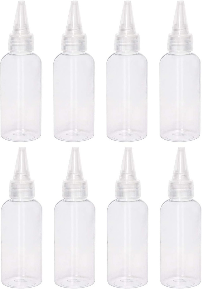 2Oz Plastic Squeeze Bottles 8Pcs Small Clear Empty Squirt Bottle with Leak-Proof