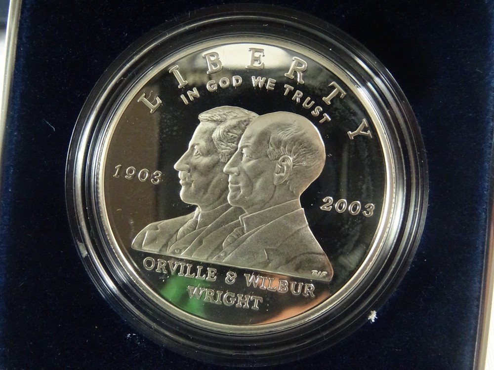 2003 First Flight Silver Dollar Proof Coin & Liberty Wright Monument Half Dollar