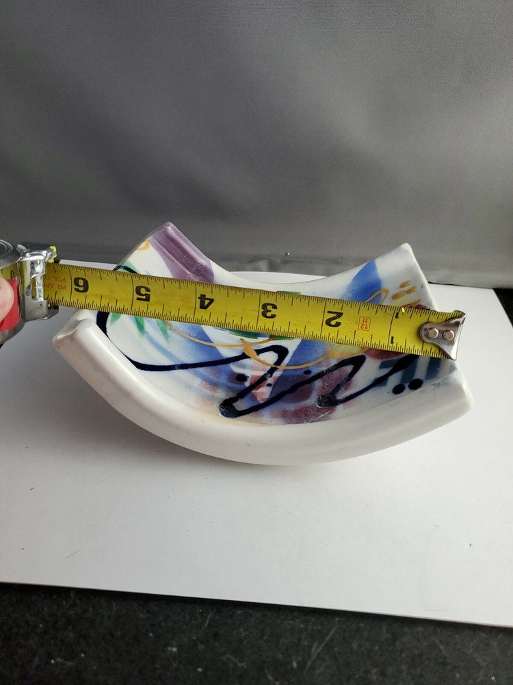 Vintage Hand Painted Modern Art Decorative Dish Shell Feet