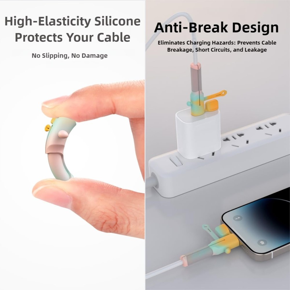 Compatible with: iPhone, Android, Type-C cables, Pink+Yellow...