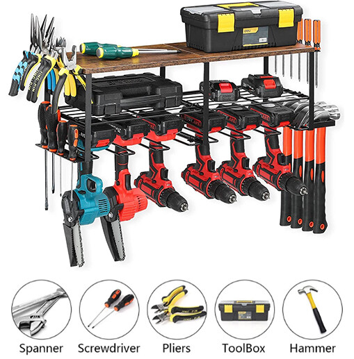 Wall Mounted Power Tool Organizer 6 Drill Holders for Handheld & Power Tools