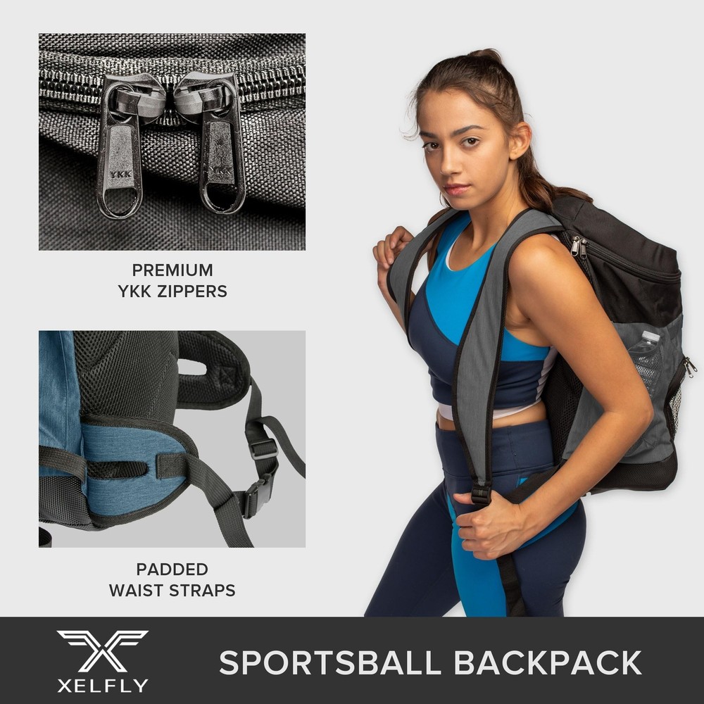 Xelfly Basketball Backpack with Ball Compartment Blue