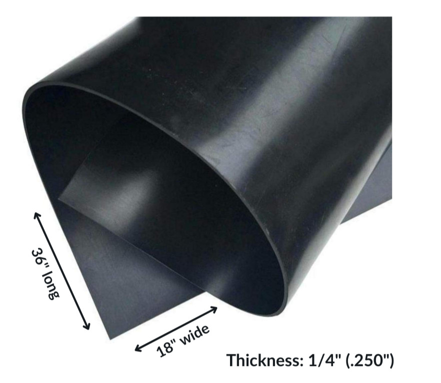 Neoprene Rubber  Solid Sheet 1/4" Thick x 18" wide x 36" long 60A Duro, Black