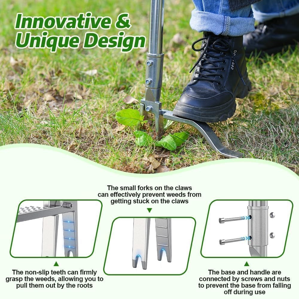 Stainless Steel Stand Up Weed Puller Tool with Long Handle, Thickened 304 Sta...