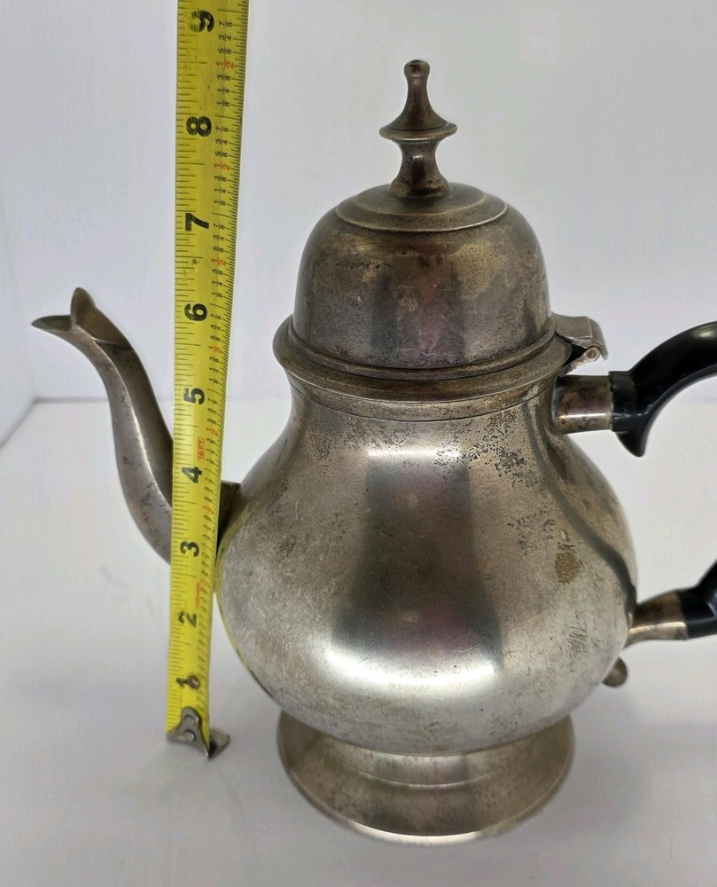 Antique Vintage Silver Teapot With Ebonite Handle & Hand Engraved Initials FPNS