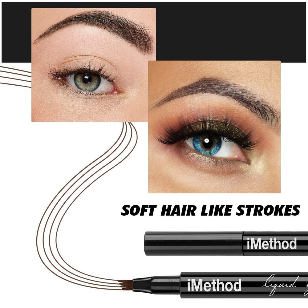 Long-Lasting Black Eyebrow Pen - Easy Micro-Fork Applicator for Realistic Brows