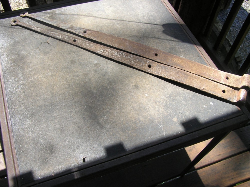 Pair (2) 36 inch blacksmith wrought iron barn hinges