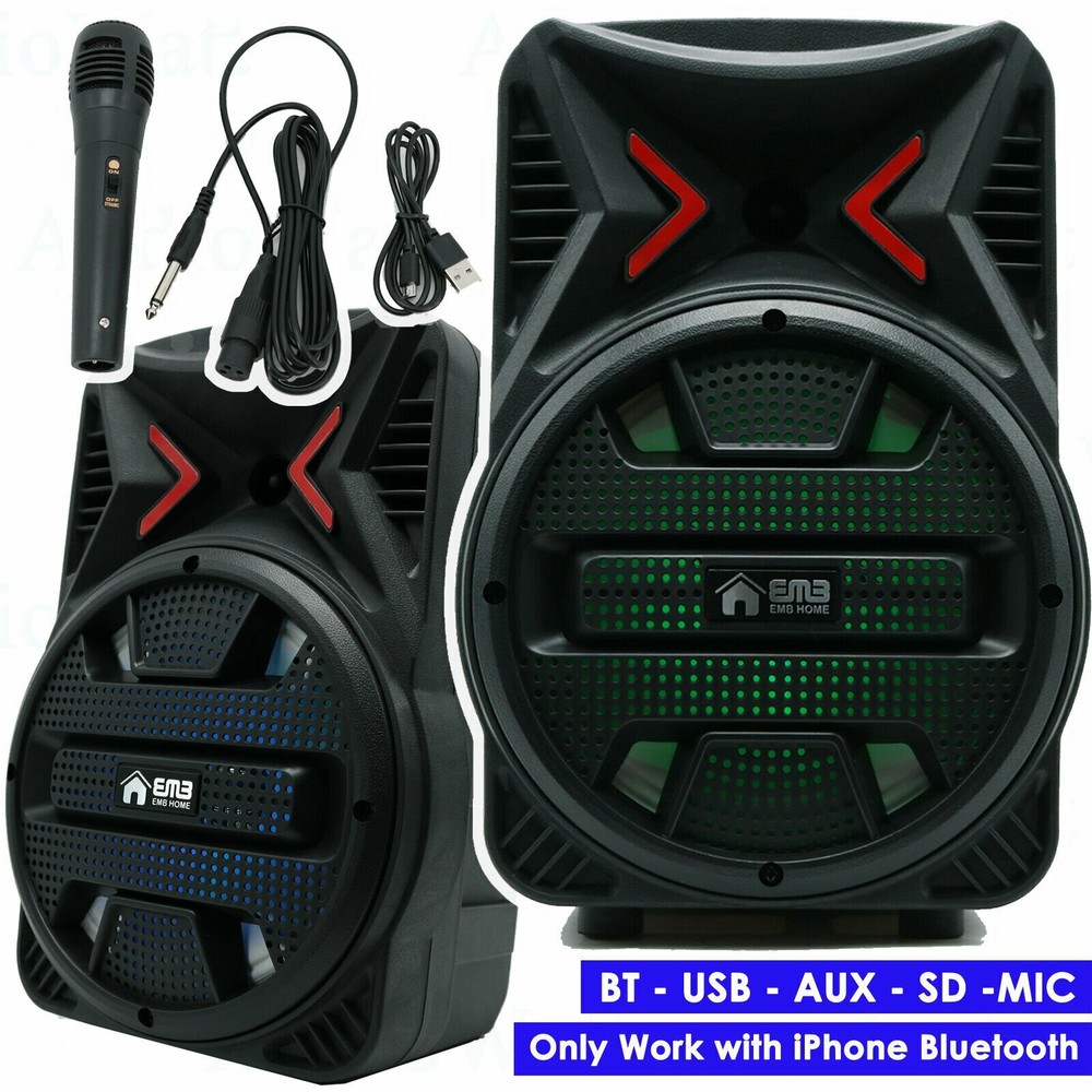 8"  600 Watts Portable Powered DJ Speaker Only Work w/ iPhone Bluetooth AUX USB