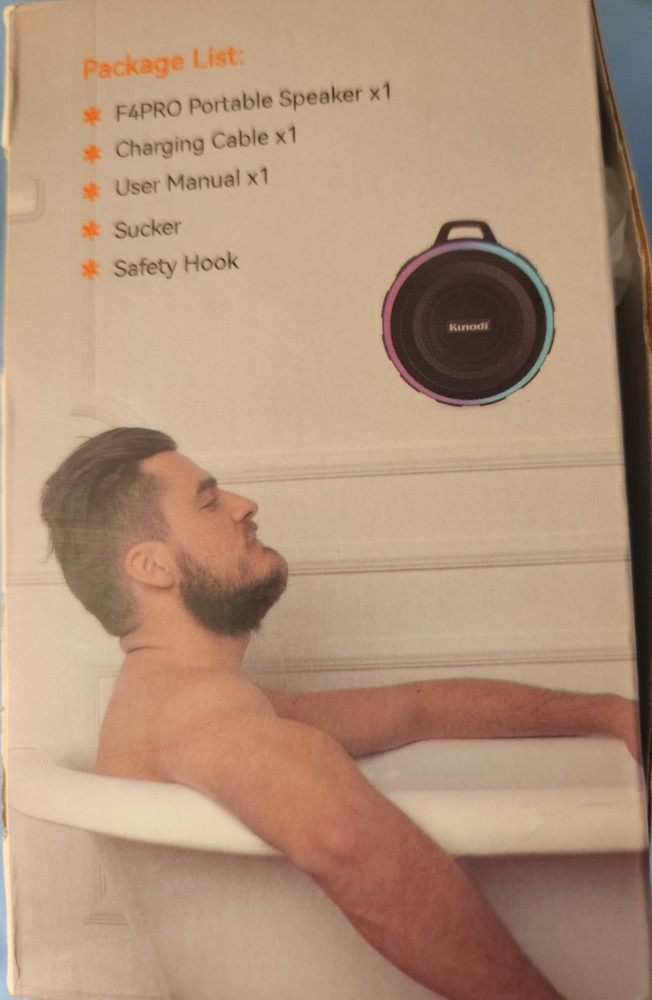 New, KUNODI Waterproof Bluetooth Speaker w/Suction Cup