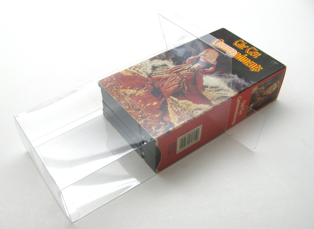 5x DOUBLE VHS MOVIE (SIZE E) CLEAR PLASTIC PROTECTIVE BOX PROTECTORS (READ!)