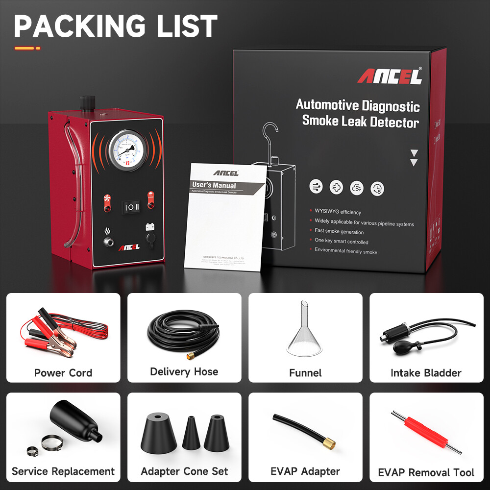 ANCEL EVAP Machine Smoke Leak Detector Auto Car Pipe System Diagnostic Tester