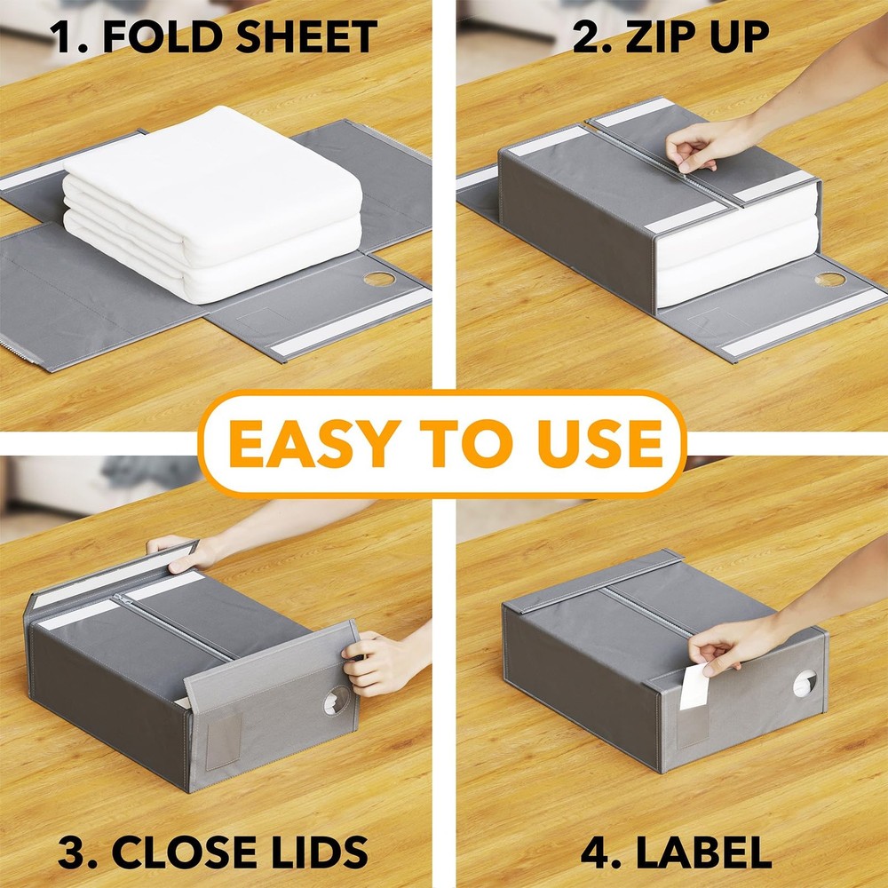SpaceAid 6 Pack Bed Sheet Organizers and Storage, Foldable Sheet Organizer with