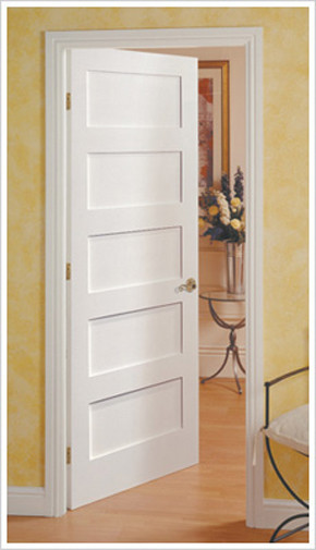 5 Panel Flat Mission Shaker Primed Stile & Rail Solid Core Wood Doors Door Slabs