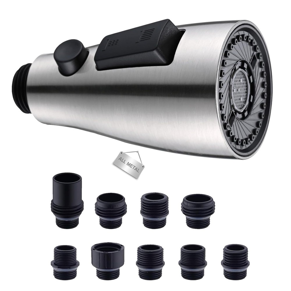 (UTD)Metal Kitchen Faucet Head Replacement, 3-Function Pull Down Spray Head