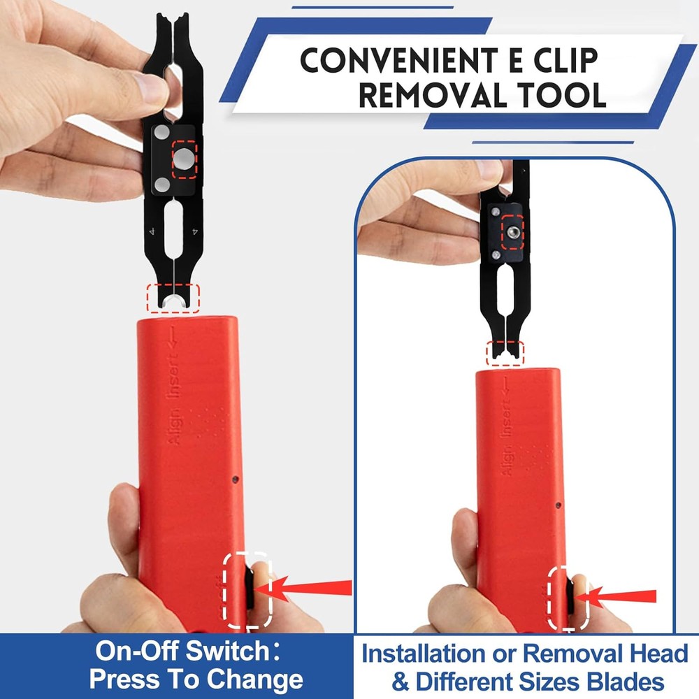 E Clip Tool, E Clips Removal and Installation Assortment Kit Tool Red Handle