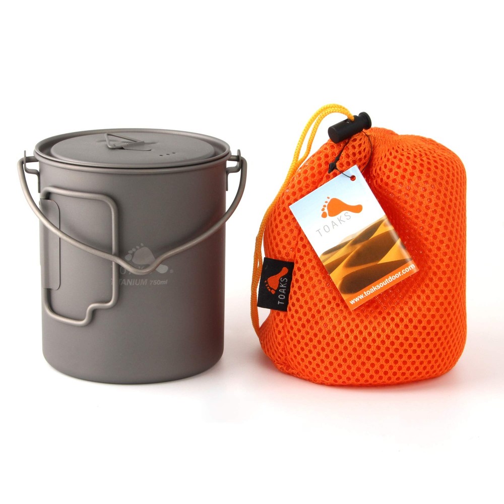 Titanium Pot 750ml Bail Handle Camping Cookware Ultralight Backpacking Cook Set