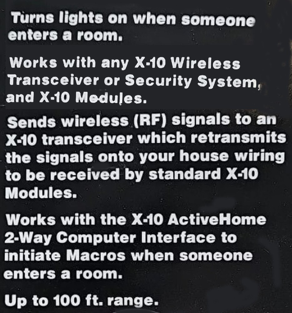 X10 Activehome MS12A Occupancy Sensor/PIR Motion Detector + Dusk Dawn option