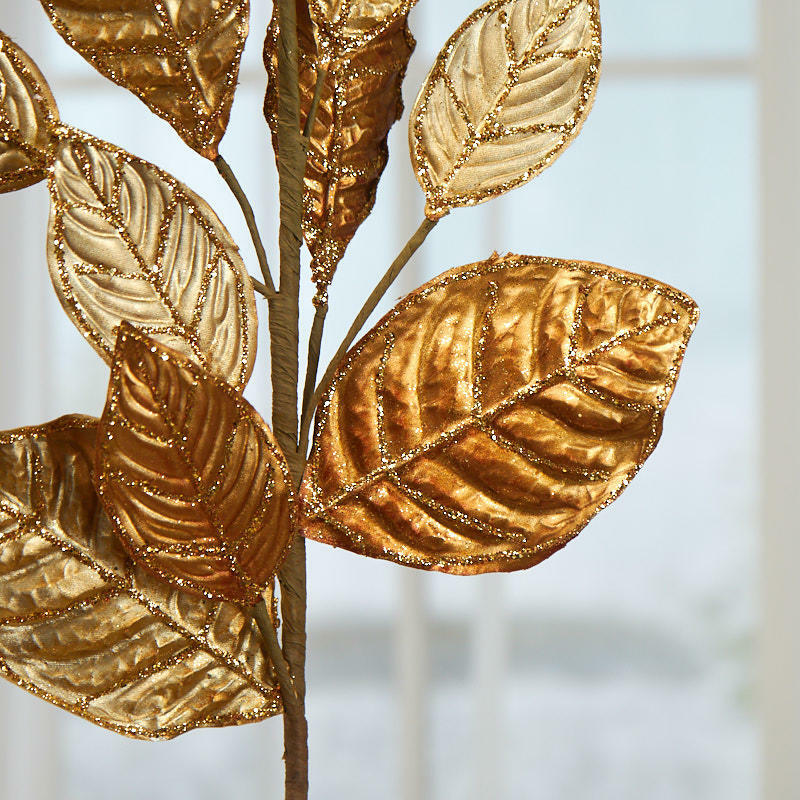 Metallic Gold Copper Artificial Leaf Spray