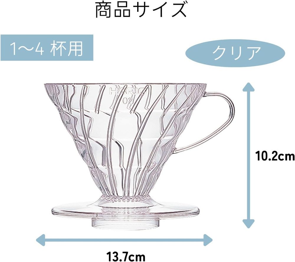 V60 Plastic Coffee Dripper, 02, Clear