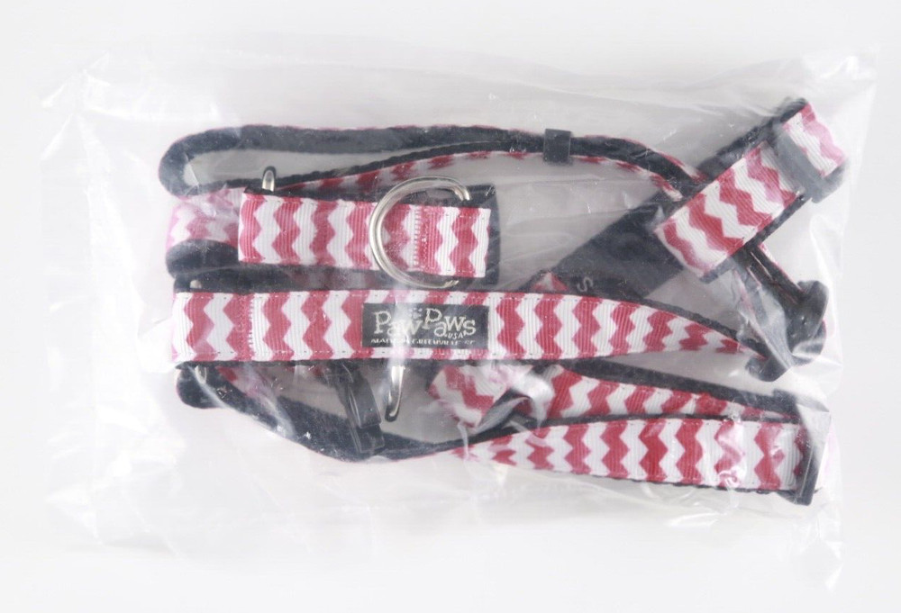 New PawPaws Chevron Red Dog Harness - Small