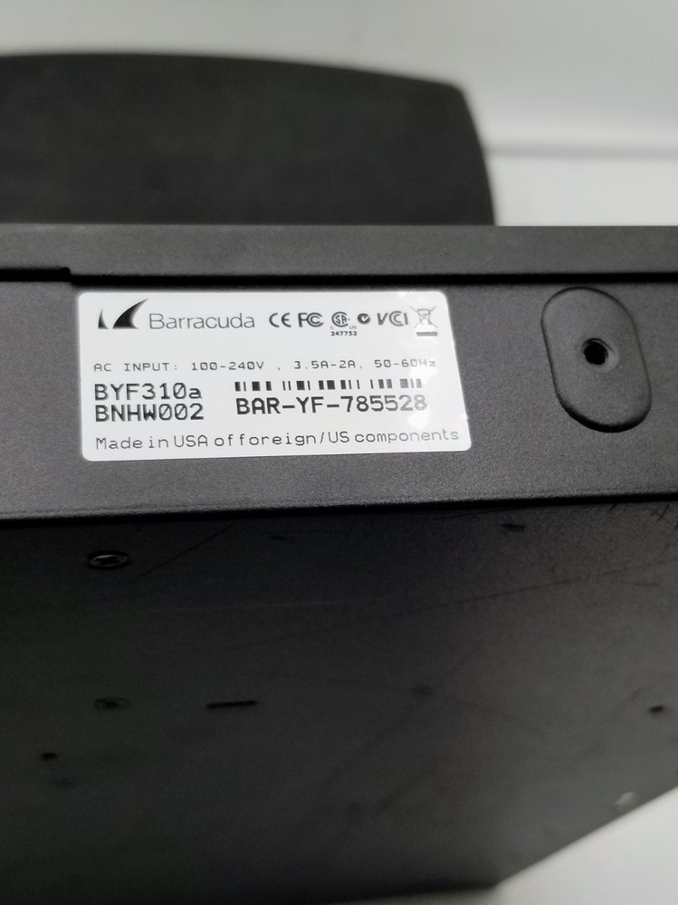 Barracuda Networks Web Security Filter 310 Firewall System BYF310A