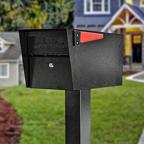 Curbside Locking Security Mailbox - Large Black Mail Manager for Safe Mail Deliv
