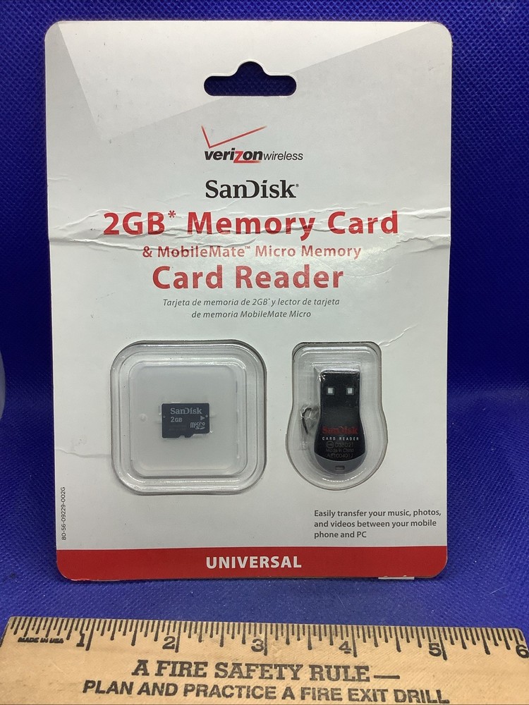 Verizon SanDisk 2GB Memory Card & MobileMate Micro Memory Card Reader M11