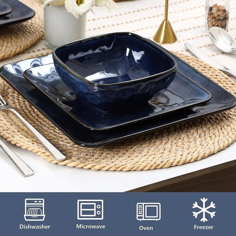 12 Piece Porcelain Dinnerware Set Stackable Dishwasher Safe Elegant Design New