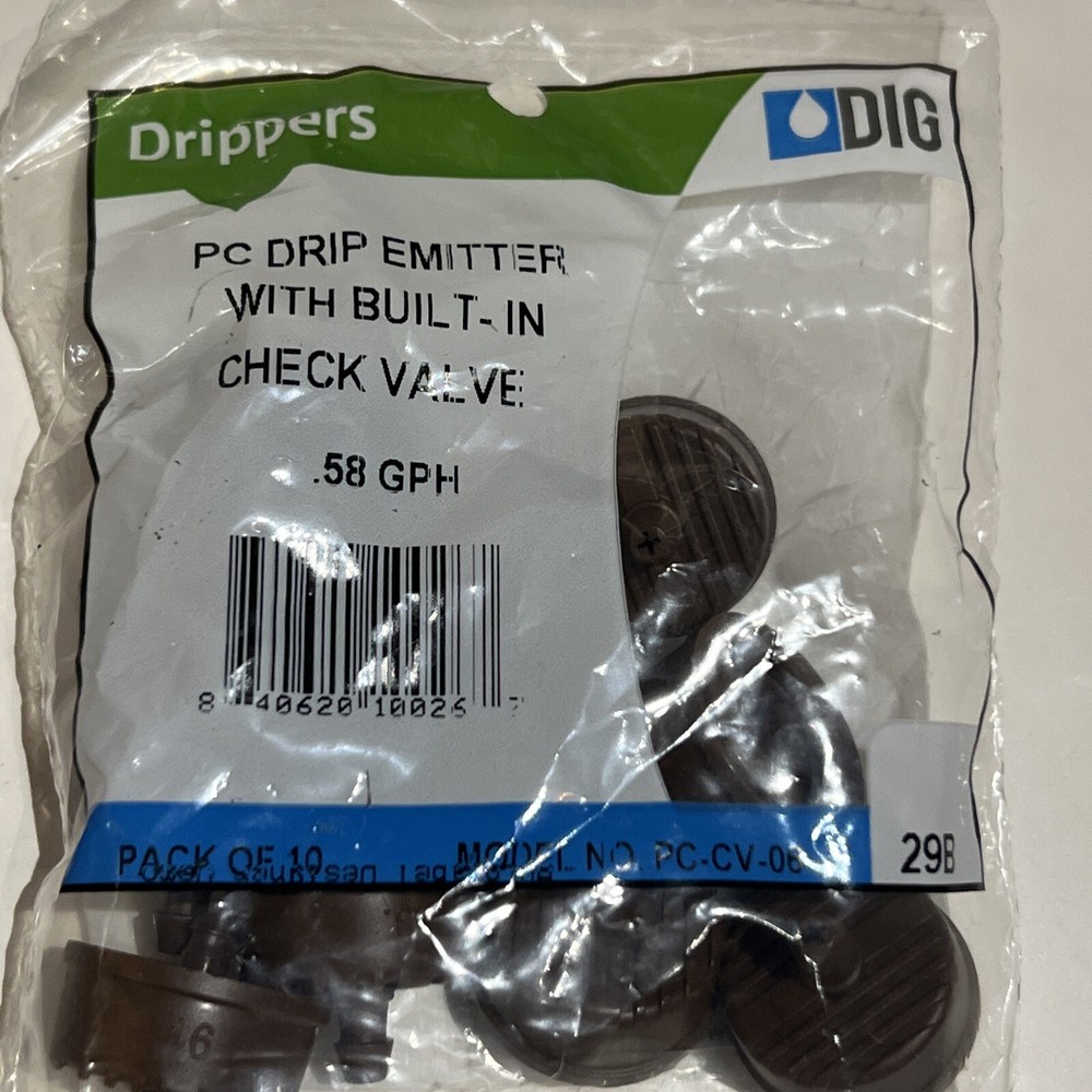 (100) DIG Dripper PC DRIP Emitter with built in check valve.58 GPH (#29B)