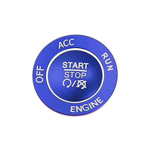 Engine Start Stop Button Cover Kit One Click Push Start Button Trim Blue