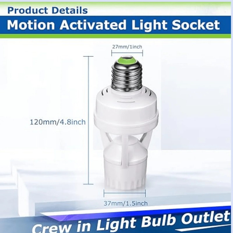 10-Pack E26/E27 Smart Motion Sensor Light Socket Adapter, Auto On/Off Screw-In