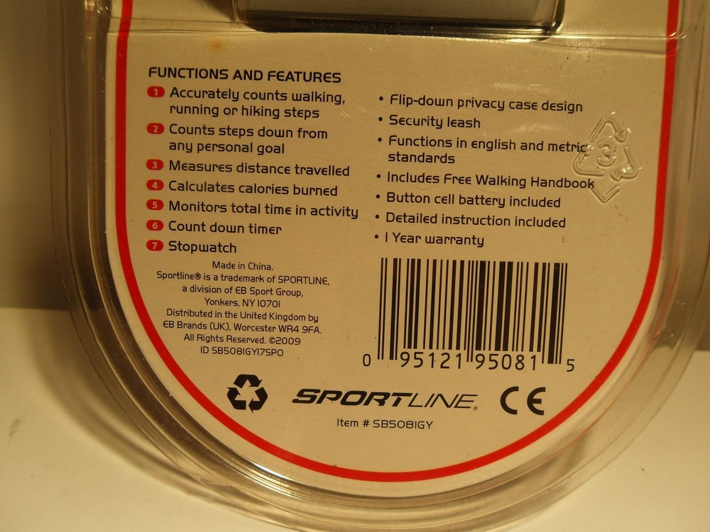 SPORTLINE Big Screen Pedometer 7 Functions With Security Leash Weight Loss Walk