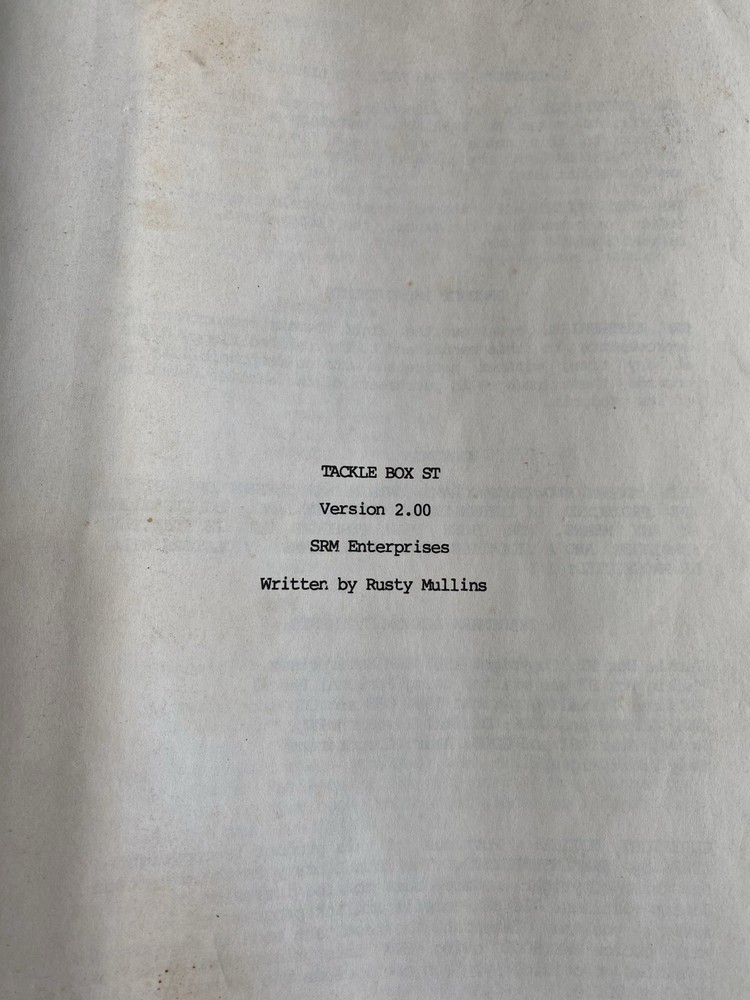 Very Rare Atari ST Internals Documentation-Tackle Box ST Version 2.0-900 pages