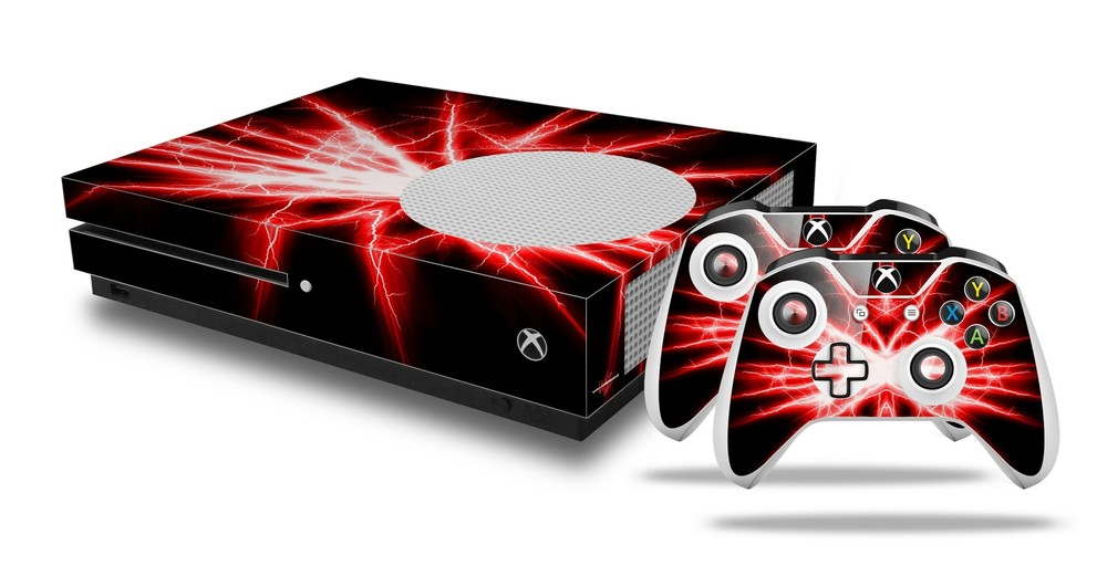 Skin XBOX One S Console Controller Lightning Red