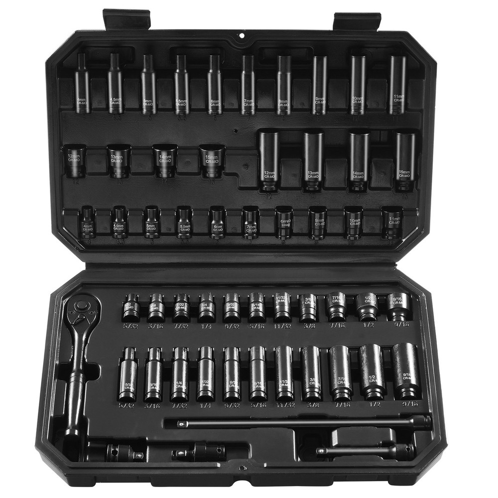 HOT/ Drive Impact Socket Set 1/4" - 55 Piece Deep&Shallow Socket Set SAE 5/32"-