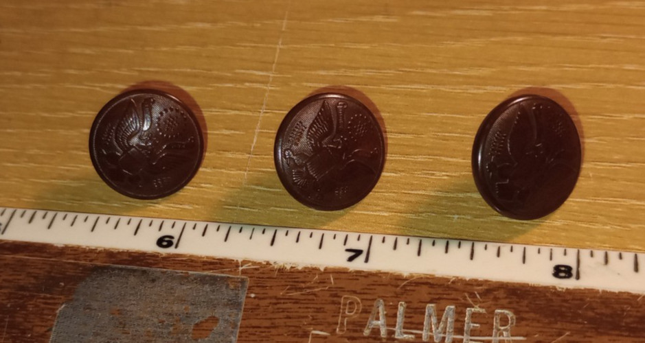 US ARMY WW1 Vegetable Ivory pocket button, fine, 3, star backed